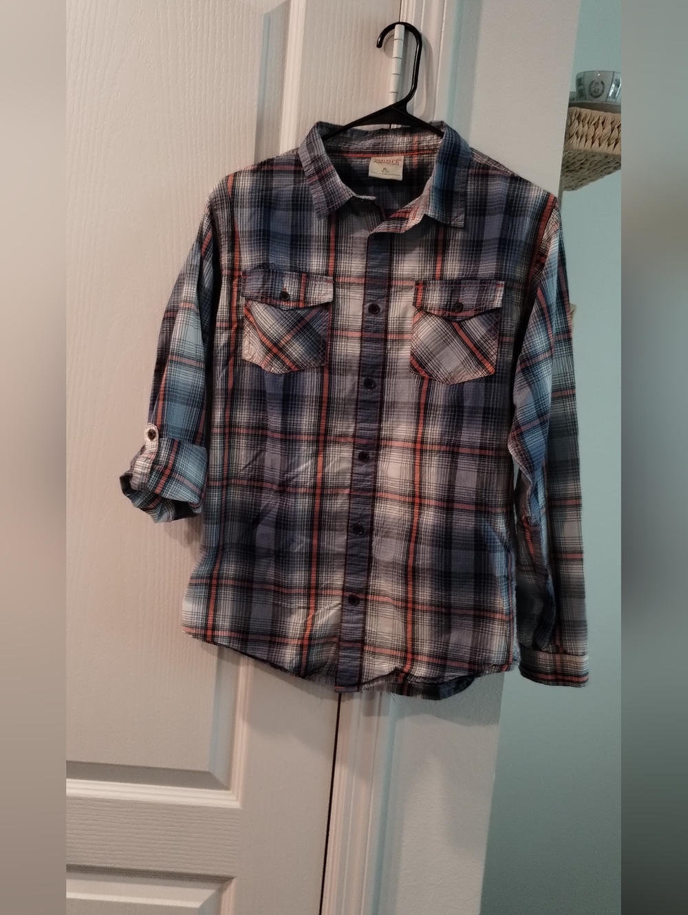 Boy's s Blue Plaid Roll-Tab Button-Down Shirt